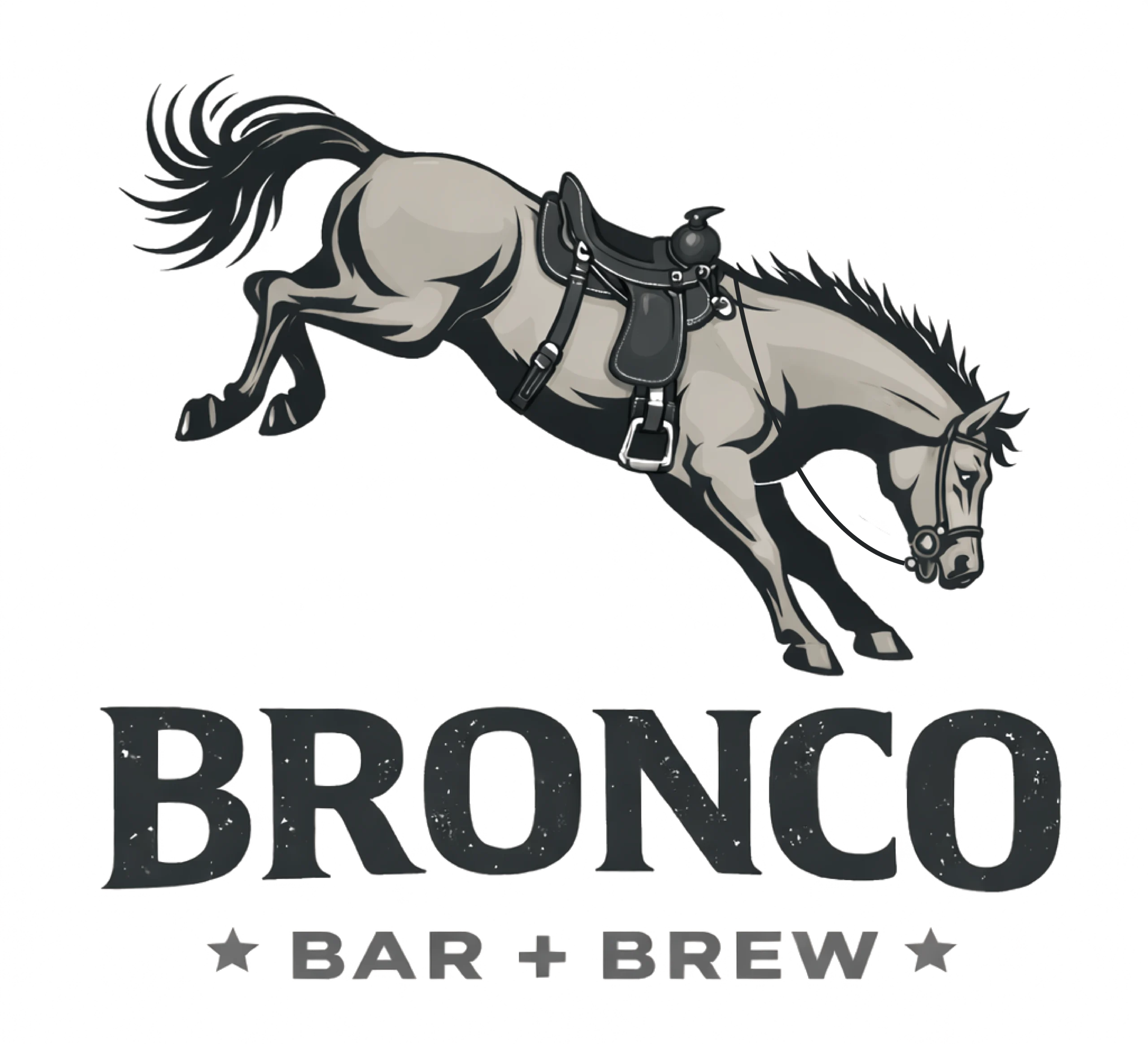Bronco Bar and Brew logo, mobile bar and coffee trailer serving Brevard County Florida