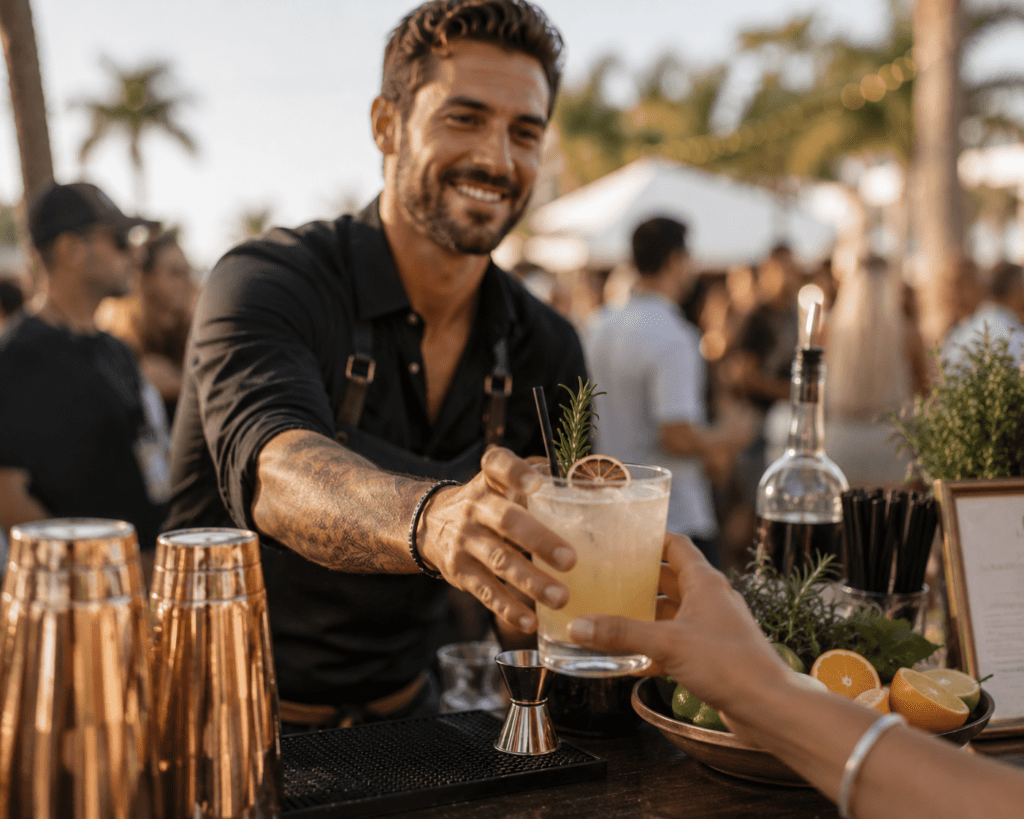 bartenders for hire in Brevard County florida for festivals, weddings, and other events.